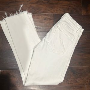 Zara white cropped kick flare jeans 4